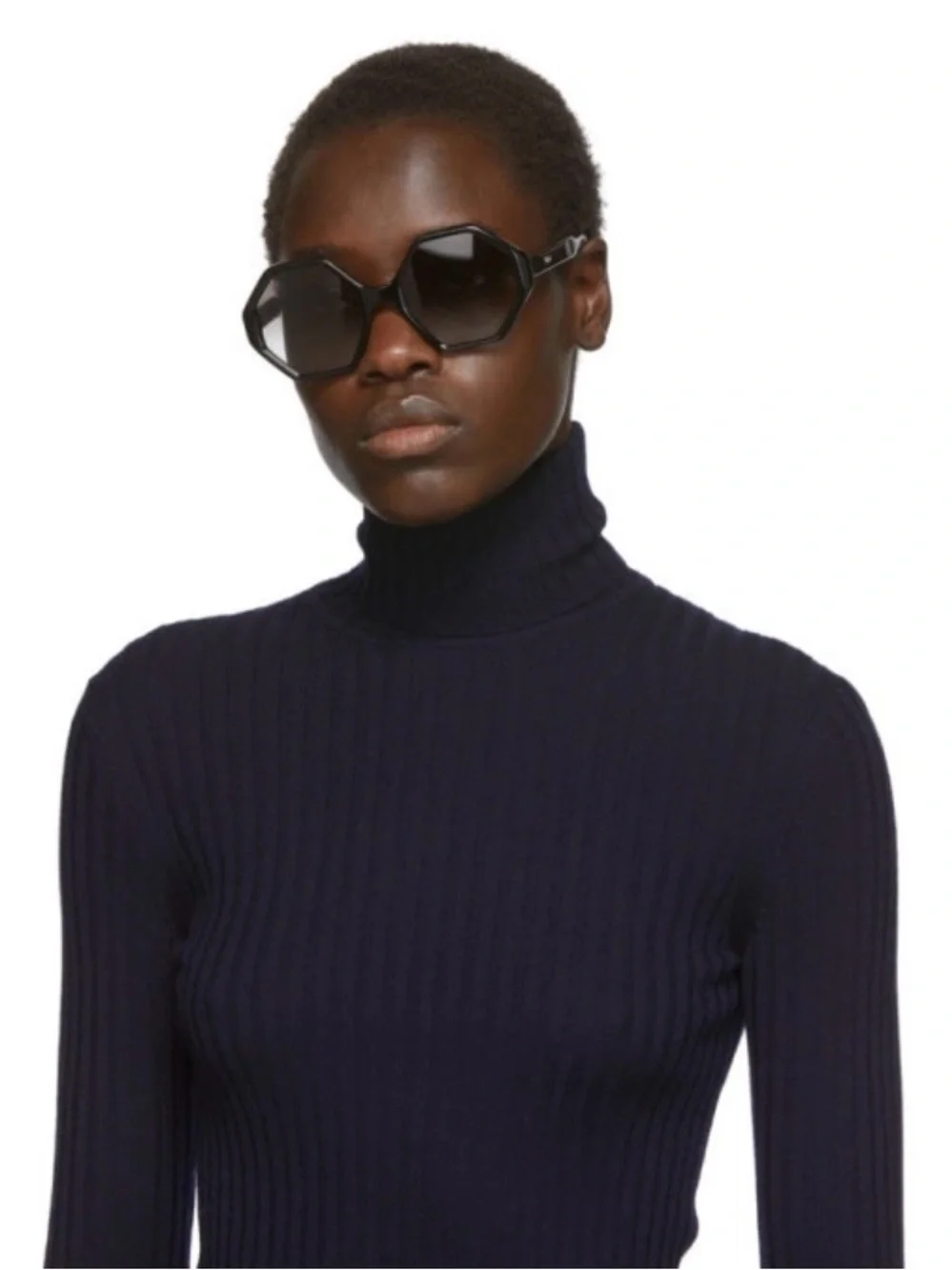 Brand New Chloe Women’s Oversized Geometric Hexagon Sunglasses, Black/Gray, 55mm